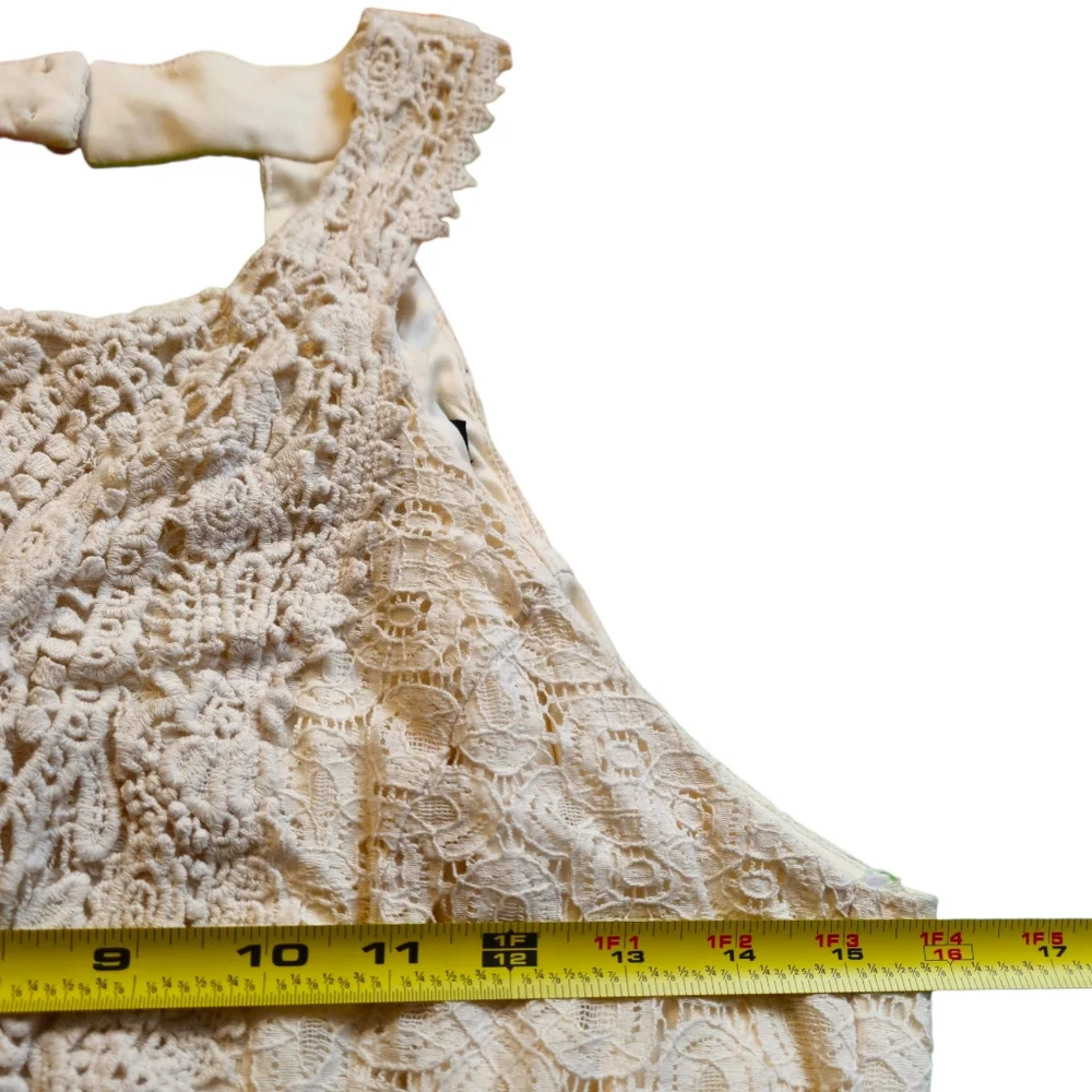 CITY TRIANGLES Halter Crochet Lace Skater Dress Keyhole Summer Boho Size 13
